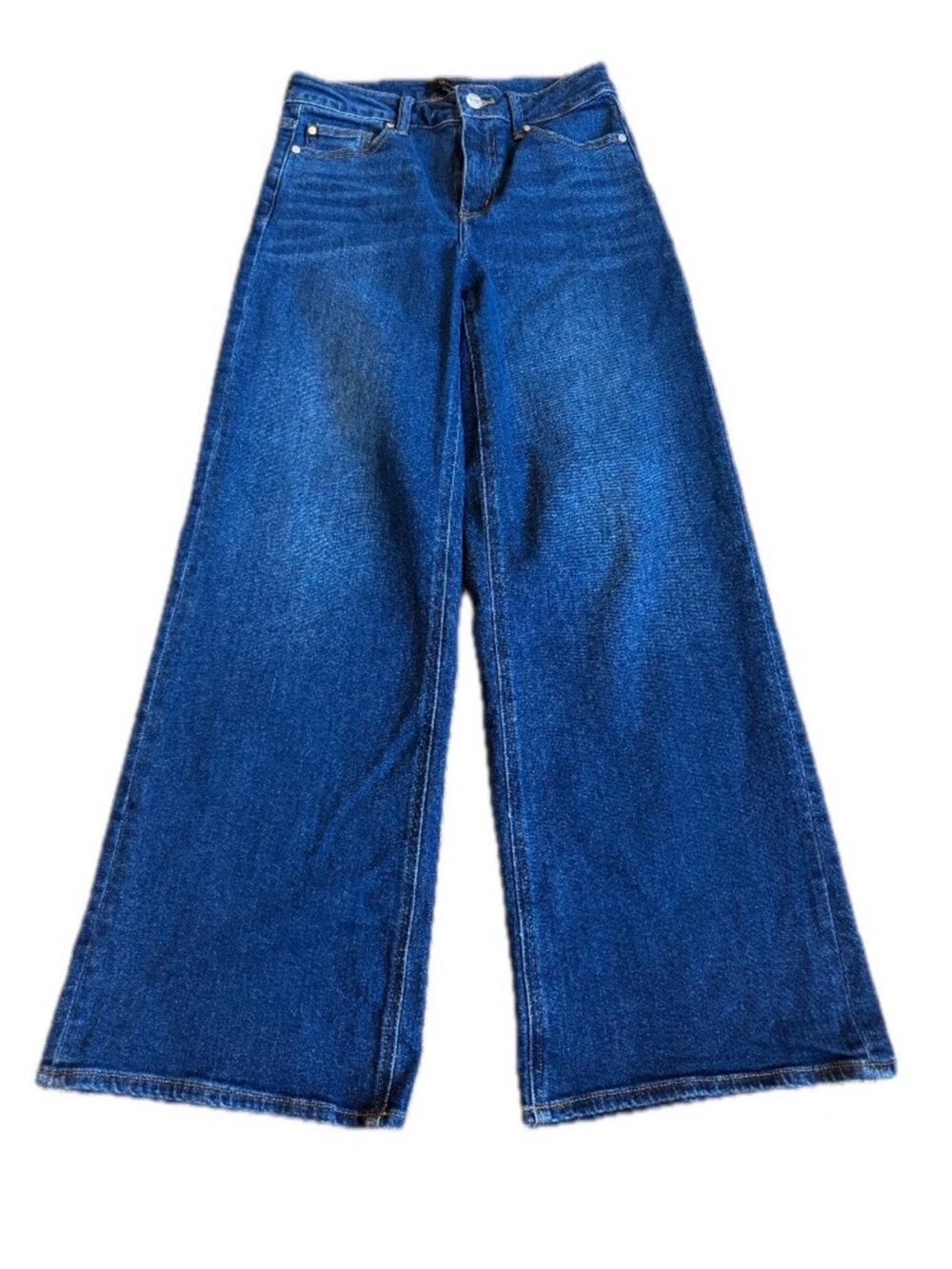 Quince High-Waisted Wide Leg Women's Stretch Blue Jeans